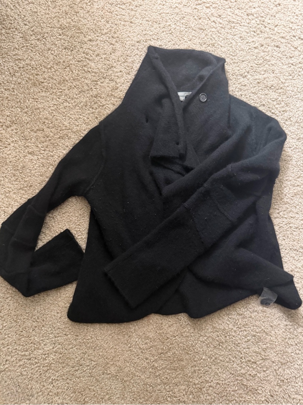 Jame Perse Black Shawl Collar Women's Sweater